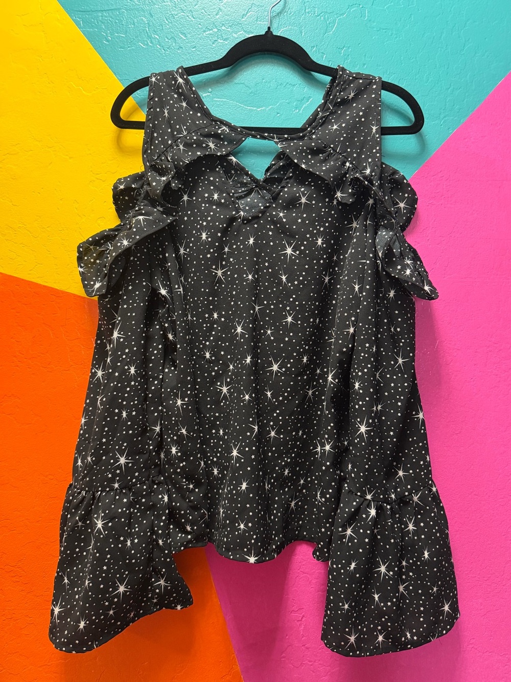 Whimsical Stars Cold Shoulder Blouse